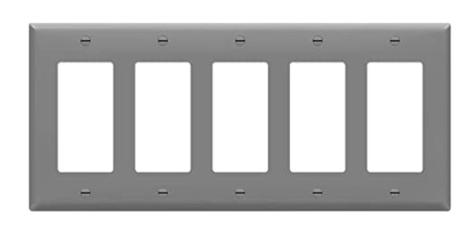 Enerlites 8835-GY Deceorator / GFCI Five-Gang Wall Plate, Gray