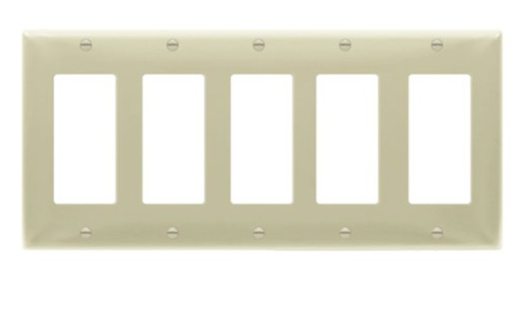 Enerlites 8835-I Deceorator / GFCI Five-Gang Wall Plate, Ivory
