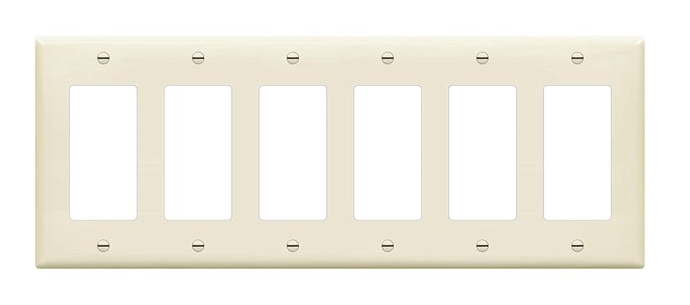 Enerlites 8836M-LA Decorator Switch Cover, Mid-Size Six Gang Outlet Wall Plate, Light Almond