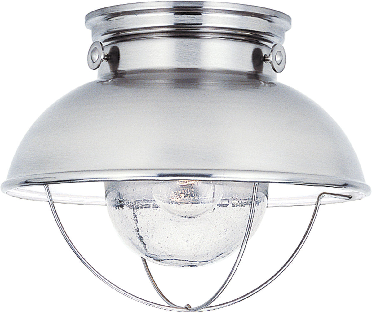 Generation Lighting Sebring 1 light outdoor flush mount ceiling light in brushed stainless