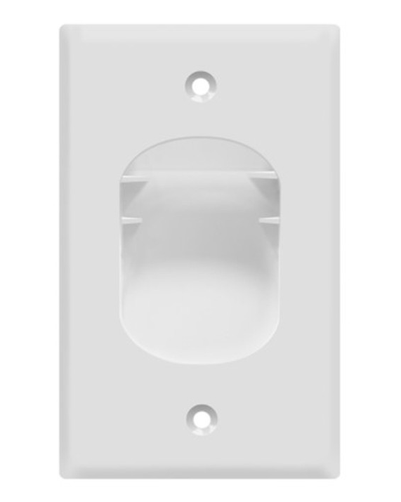 Enerlites 8881-W Single Gang Recessed Cable Wall Plate, White