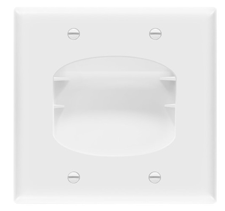 Enerlites 8882-W Two-Gang Recessed Cable Wall Plate, White