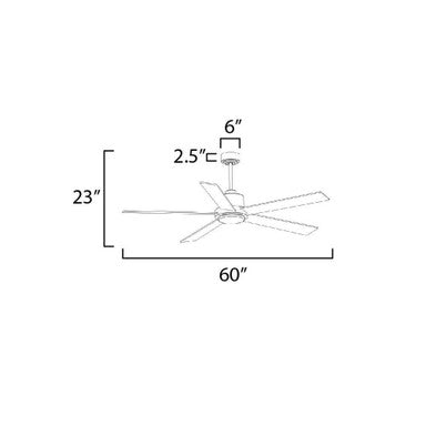 Maxim Lighting 88826WTNAB Daisy Ceiling Fan - Dimension Diagram 60 Inch Wide 23 Inch Tall