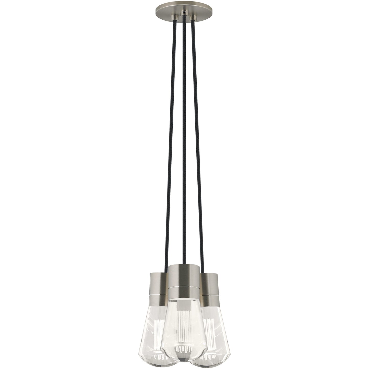 Visual Comfort Architectural 700TDALVPMC3BS-LED930 Sean Lavin Alva LED 3.6" 3-Light Satin Nickel Pendant Black Cord LED 90 CRI 3000K