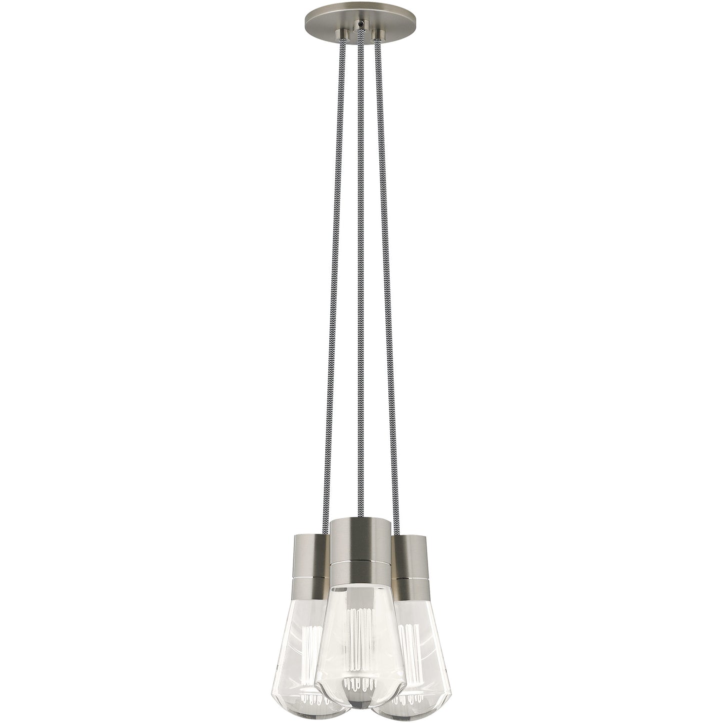 Visual Comfort Architectural 700TDALVPMC3IS-LED930 Sean Lavin Alva LED 3.6" 3-Light Satin Nickel Pendant Black/White Cord LED 90 CRI 3000K