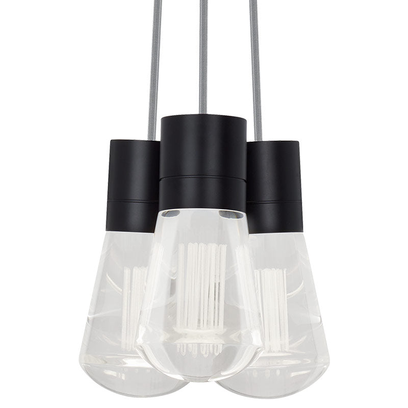 Visual Comfort Architectural 700TDALVPMC3YB-LED930 Sean Lavin Alva LED 3.6" 3-Light Black Pendant Gray Cord LED 90 CRI 3000K