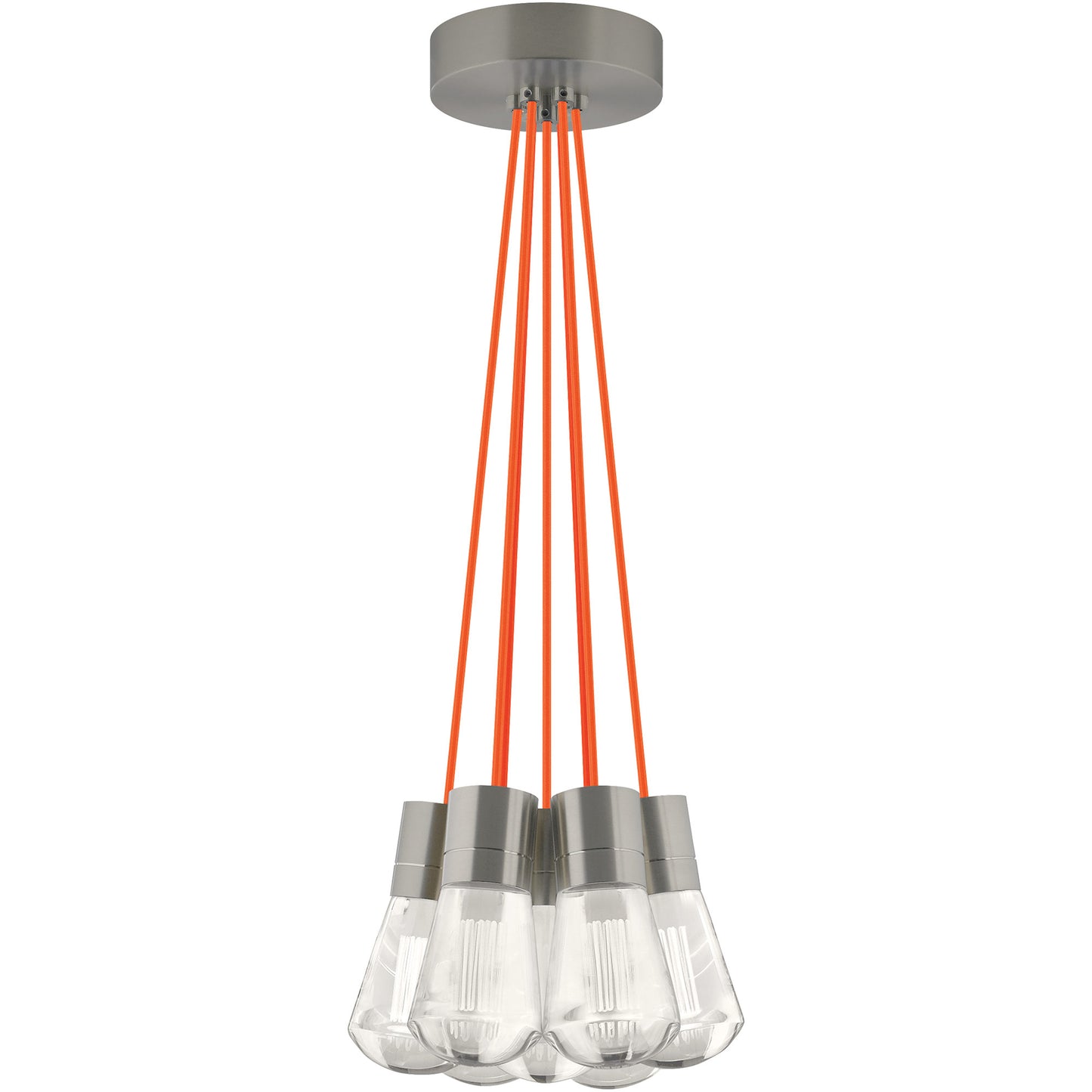 Visual Comfort Architectural 700TDALVPMC7OS-LEDWD Sean Lavin Alva LED 3.6" 7-Light Pendant Satin Nickel 63W 90 CRI 3000K–2200K Orange Cord