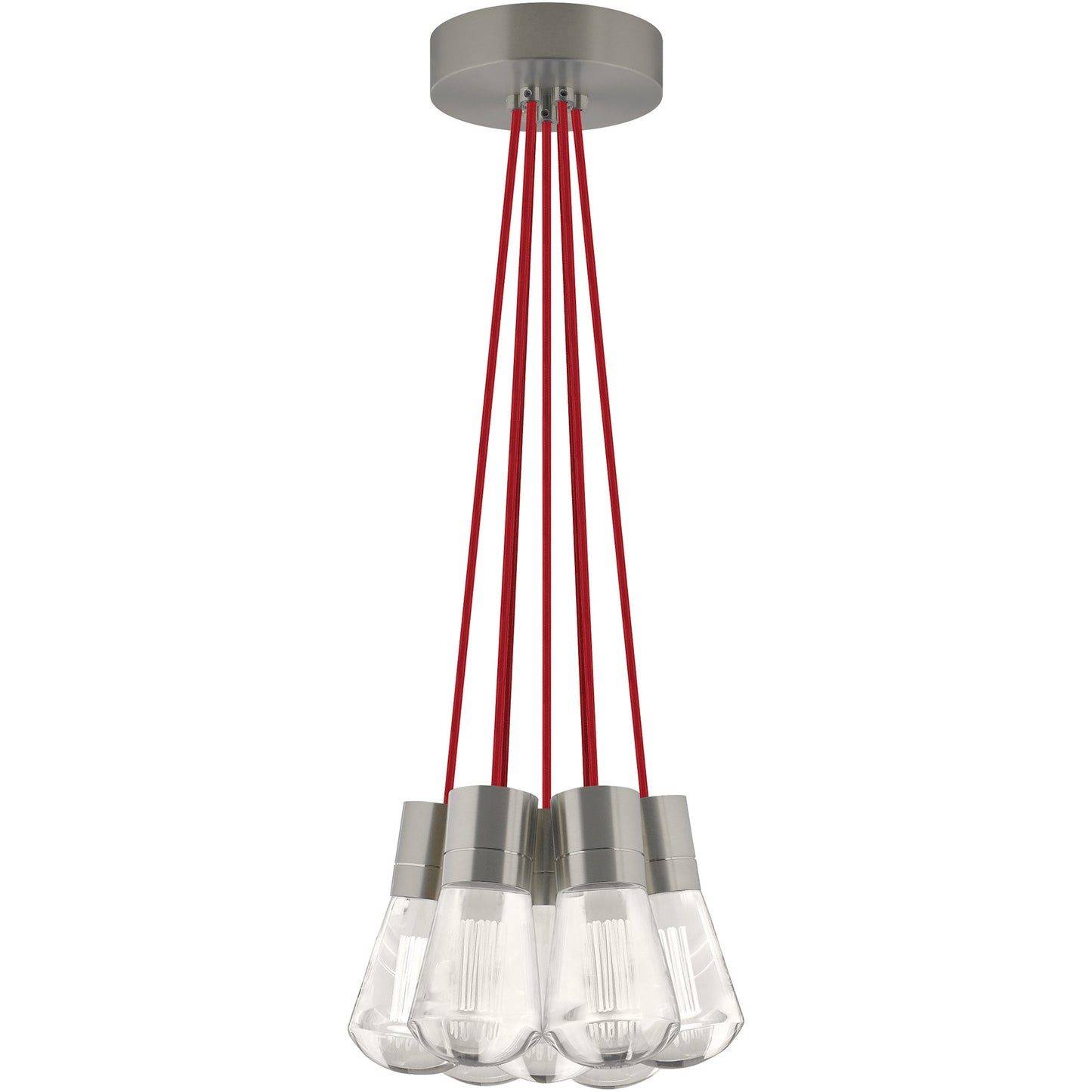 Visual Comfort Architectural 700TDALVPMC7RS-LEDWD Sean Lavin Alva LED 3.6" 7-Light Pendant Satin Nickel 63W 90 CRI 3000K–2200K Red Cord
