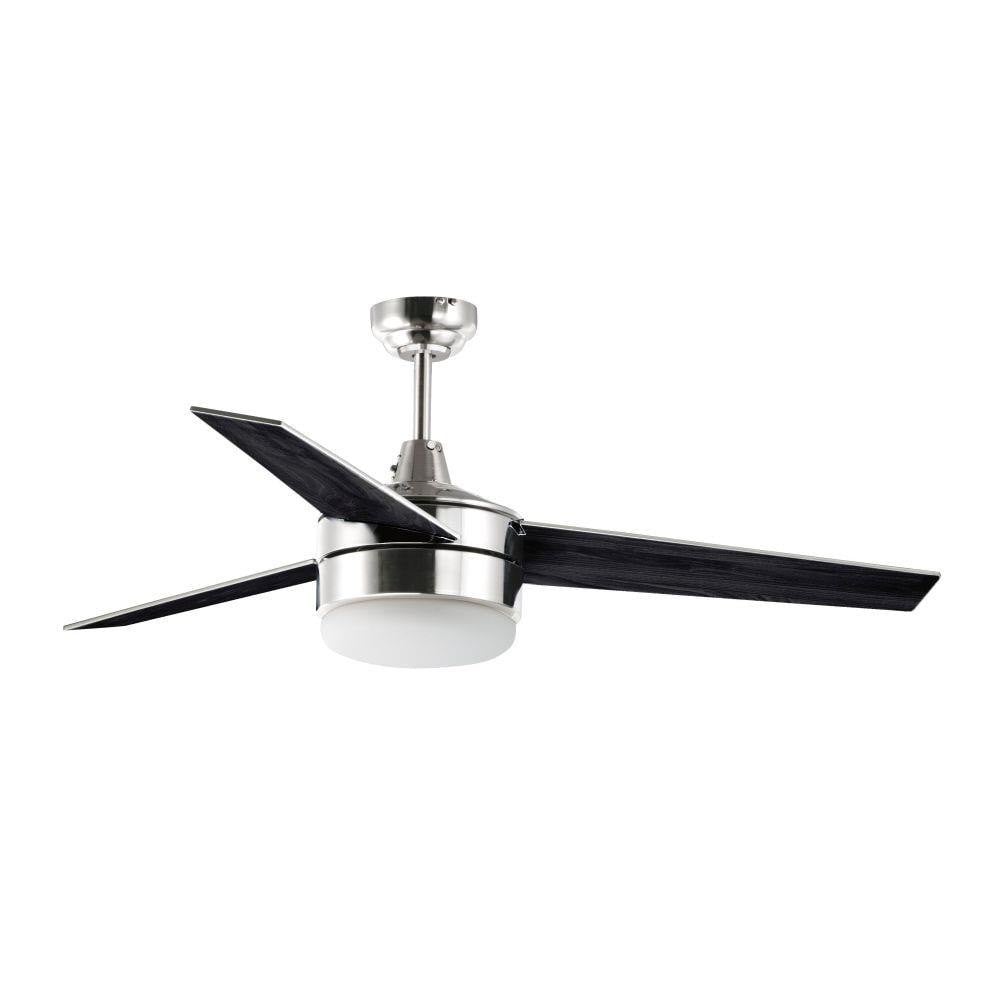 Maxim Lighting 89909FTSNBK Basic Max 52 Inch Ceiling Fan with Light Kit in Satin Nickel finish with black reversible blades