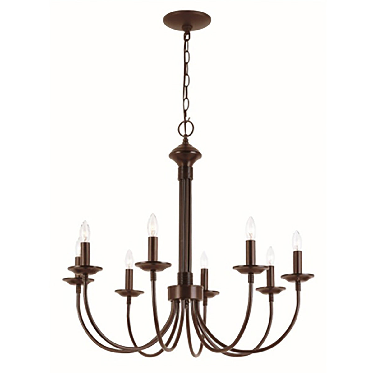 Trans Globe Lighting 9018 ROB Candle 8 Light Rubbed Oil Bronze Chandelier Ceiling Light