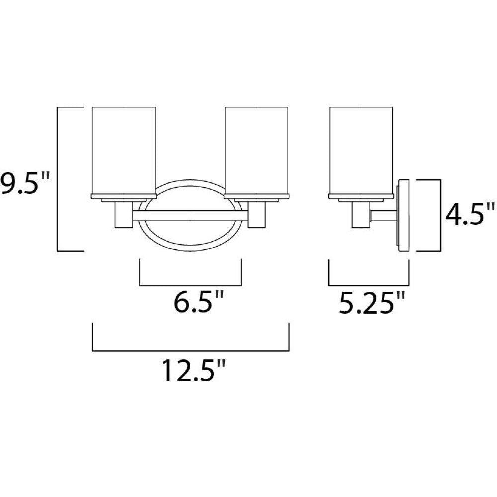 Maxim Lighting 9052SWSN Cylinder 2 Light Bath Vanity Wall Light Dimensions Diagram