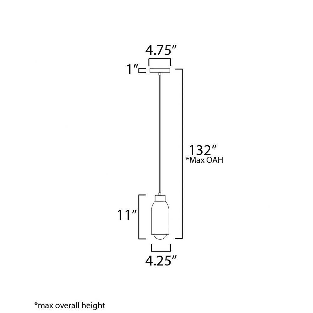 Maxim Lighting 90621LVBK Pompeii Pendant Ceiling Light Dimensions Diagram