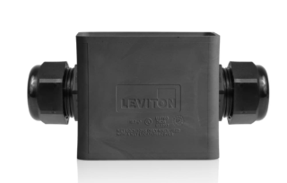 Leviton 3059F-2E Portable Outlet Box, Single-Gang, Standard Depth, Feed-Thru Style, Cable Diameter, 0.590", 1.000", Black