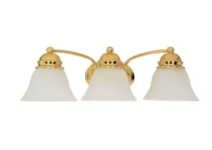 Nuvo 60-350 21" Empire Series Vanity Light w/ Alabaster Glass, 3 Lights, Polished Brass, Wattage 100W