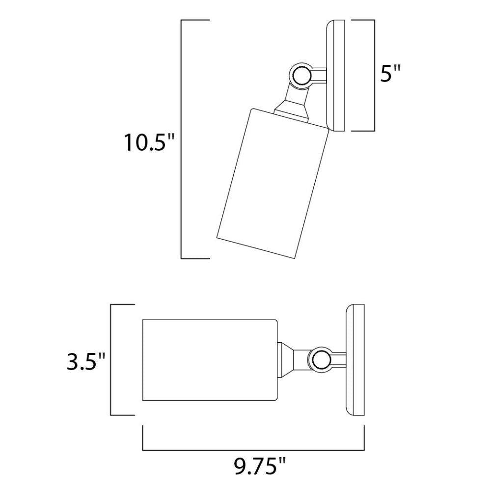 Maxim Lighting 92010 Spots Can Wall/Flush Mount - Line Drawing with Dimensions: 10.5 inch height, 5 inch width, 9.75 inch depth