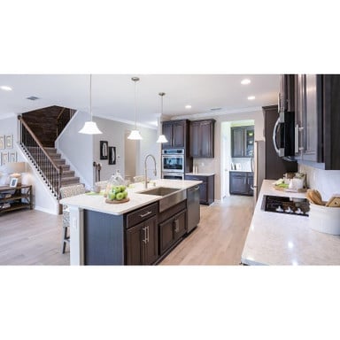 Maxim Lighting Aurora Mini Pendant lifestyle shot in open kitchen - Oil Rubbed Bronze finish