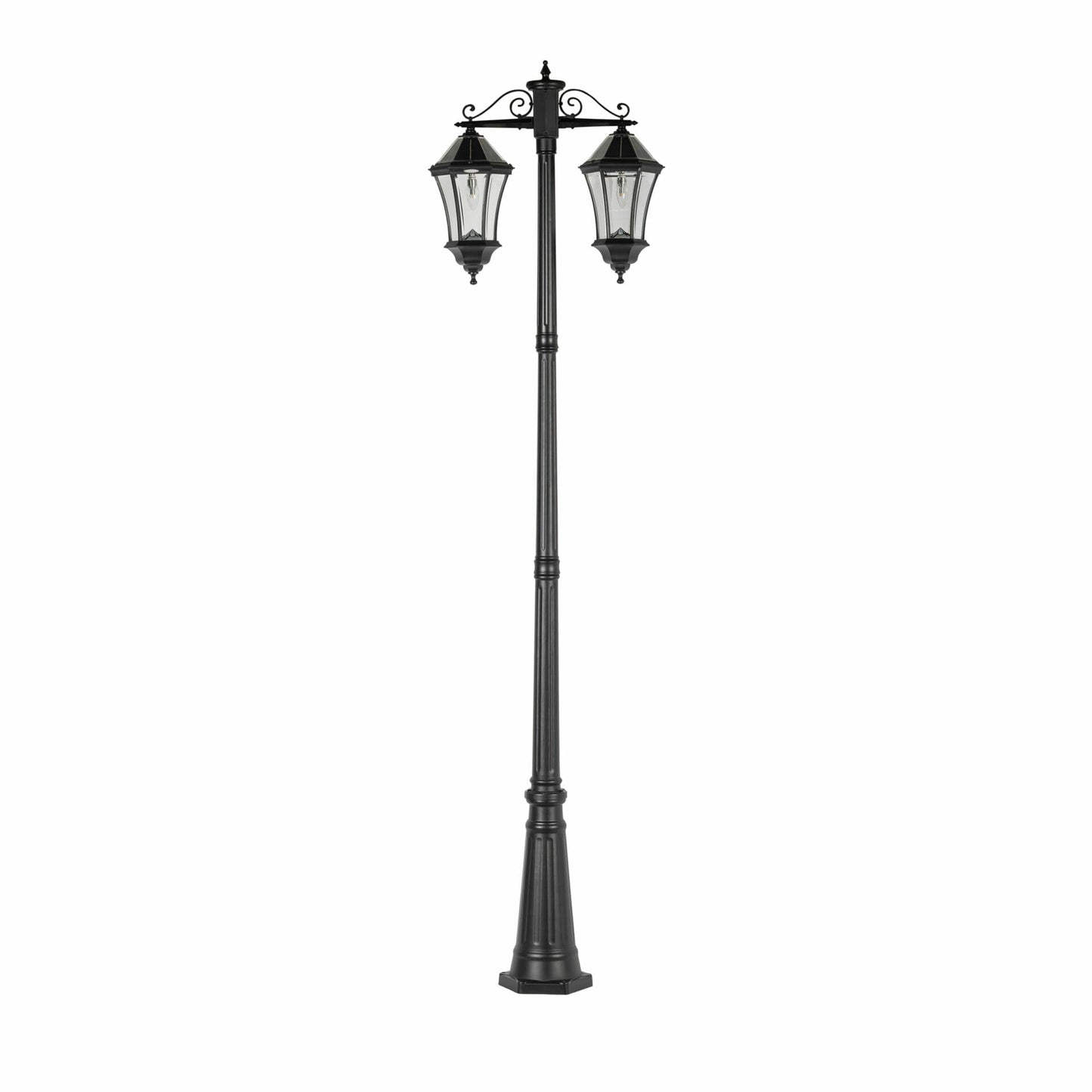 Gama Sonic 94BM500D2 Victorian Morph Solar Lamp Post with Double Downward Lights, Black Finish