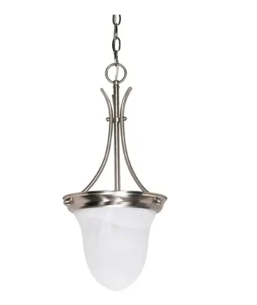 Nuvo 60-394 10" Pendant Light w/ Alabaster Glass, Brushed Nickel, Wattage 100W