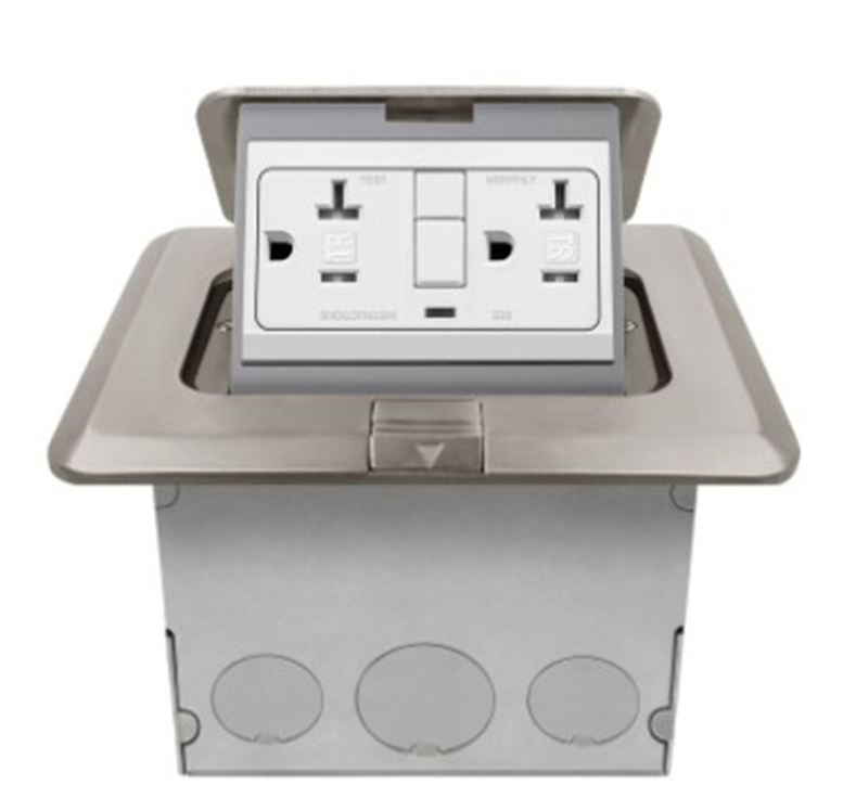 Enerlites 961248-S-GFCI 20A Nickel-Plated Square Pop-Up Tamper Resistance Floor Box GFCI Receptacles