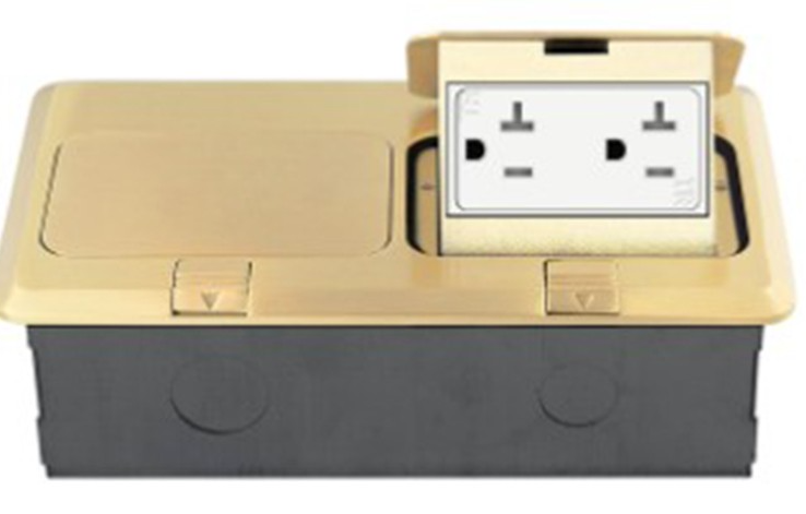 Enerlites 962301-C 20A Dual Brass Pop-Up Tamper-Weather-Resistant Floor Box Receptacles