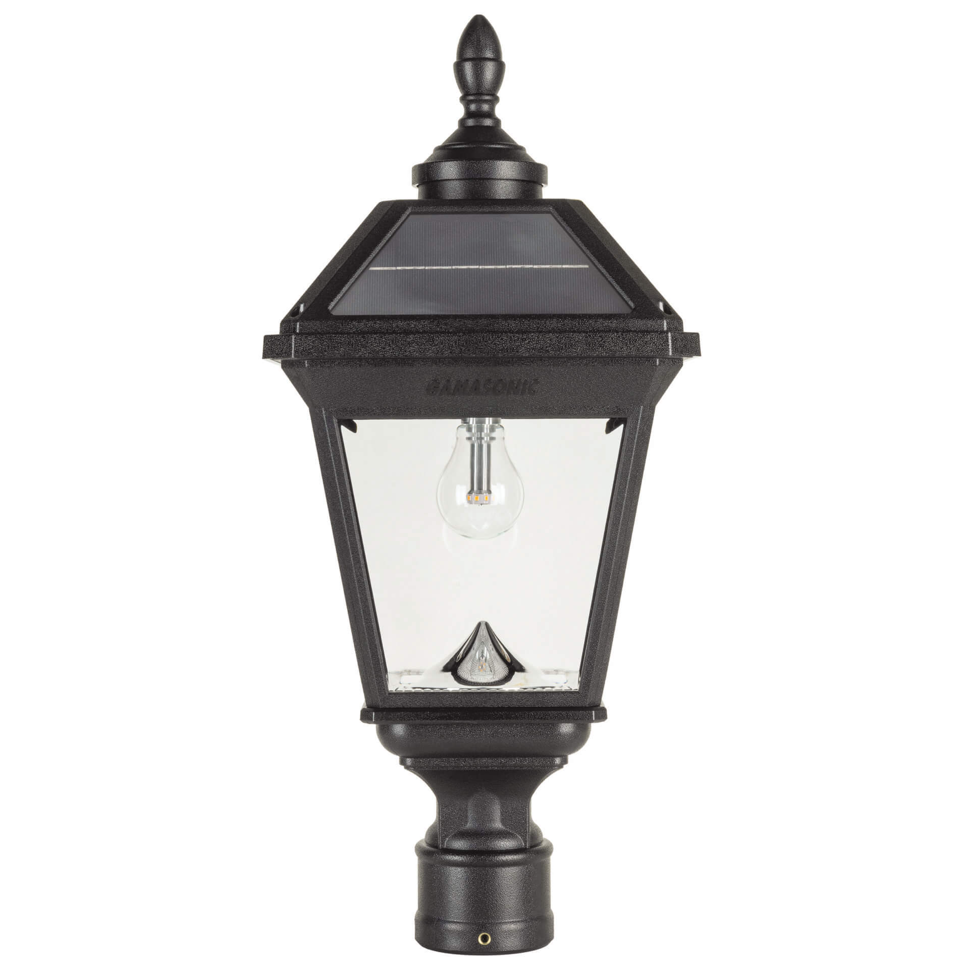 Gama Sonic 96B50012 Imperial Bulb II Solar Post Light with 3″ Fitter, Black Finish