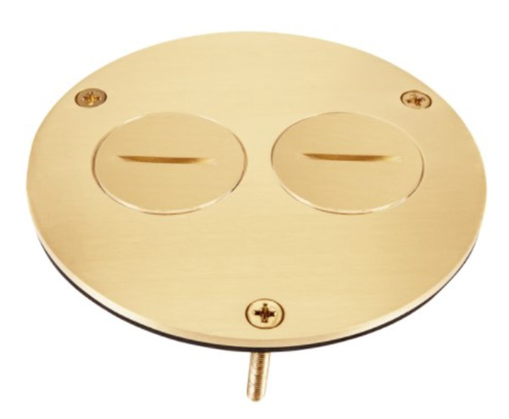 Enerlites 975501-C 20A Brass Tamper-Weather-Resistant 4" Diameter Flush Round Cover Plate Duplex Receptacle