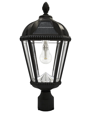 Gama Sonic 98B012 Royal Bulb Solar Post Light with Patented Solar Light Bulb – 3" Fitter