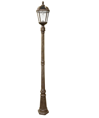 Gama Sonic 98B301 Royal Bulb Solar Post with Patented Solar Light Bulb – Single Lamp - Weathered Bronze