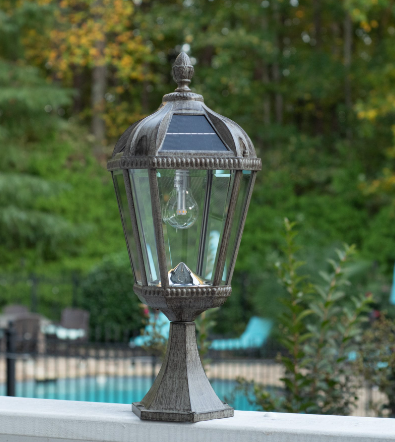 Gama Sonic 98B311 Royal Bulb Solar Light with Patented Solar Light Bulb – Pier Mount - Weathered Bronze