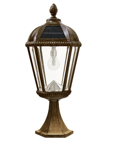 Gama Sonic 98B311 Royal Bulb Solar Light with Patented Solar Light Bulb – Pier Mount - Weathered Bronze