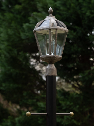 Gama Sonic 98B312 Royal Bulb Solar Post Light with Patented Solar Light Bulb – 3" Fitter - Weathered Bronze