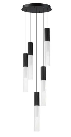 ET2 Contemporary Lighting E11015-144BK Reeds Multi-Light LED Pendant, Color Temperature 3000K, 1,800 Lumens, Voltage 120V. Black Finish