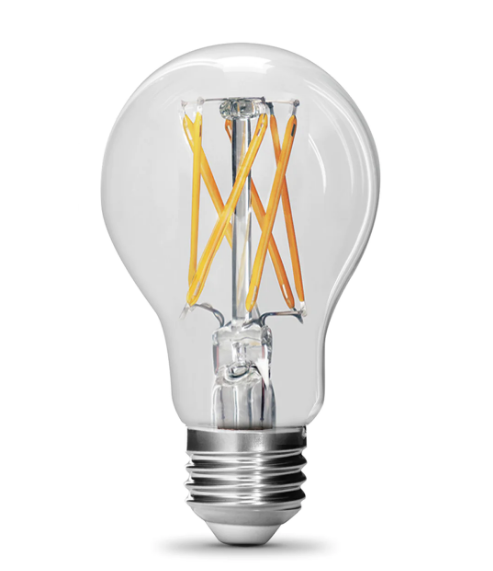 Feit Electric A100CL930CA/FIL/2 A19 Dimmable General Purpose Clear Glass Filament Enhance LED Blub Light, Color Temperature 3000K, Wattage 15W , Voltage 120V - 2 Pack