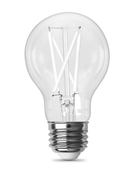 Feit Electric A1960CL927CAWFIL/2 Soft White A19 (E26 Medium Base) Dimmable Exposed White Filament LED Light Bulb, Color Temperature 2700K, Wattage 8.8W, Voltage 120V - 2 Pack