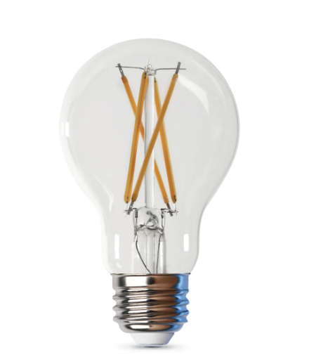 Feit Electric A1960CL950CAFIL/4/12 Clear A19 Shape (E26 Base) Filament LED Light Bulb, Color Temperature 5000K, Wattage 9W, Voltage 120V - 4-12 Pack