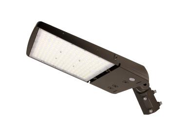 MaxLite AE100UMI-WCSBACRRPC LED Area Light Wattage 100W/85W/75W, 120-277V, MNL & IR Change T3/4/5, CCT 3000K/4000K/5000K Bronze, with Straight Arm, C-max, Nema 3-pin Pc Receptacle