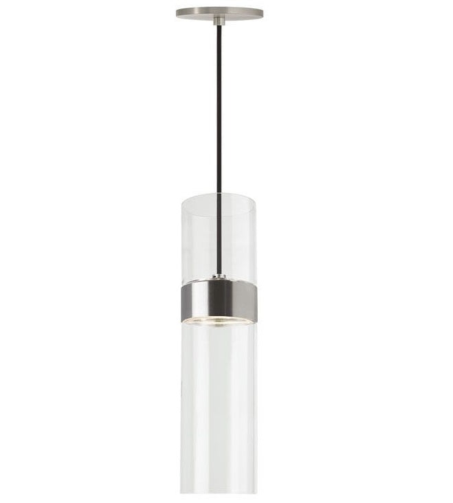 Visual Comfort Modern Collection 700MPMANCLCLSS-LED Sean Lavin Manette Monopoint 1 Light 12 In Satin Nickel/Satin Nickel Pendant LED 3000K Clear/Clear Glass Shade
