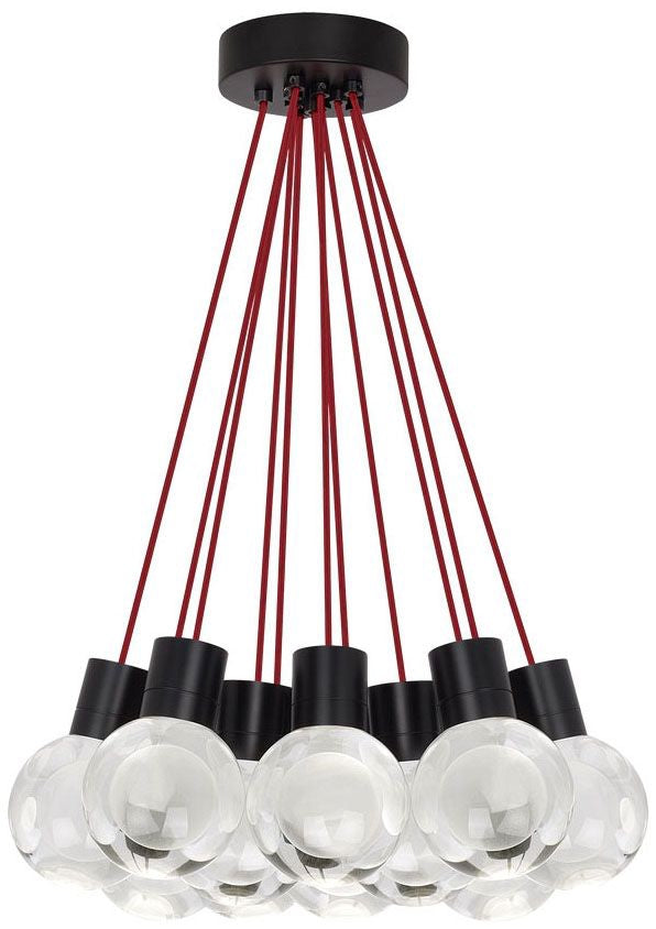 Visual Comfort Modern Collection 700TDMINAP11CRB-LEDWD Sean Lavin Mina 11 LED 5 Inch Black Pendant WD 2200K-3000K Laser-Etched Crystal Red Cord
