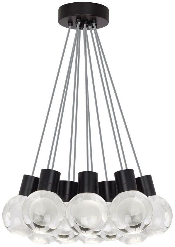 Visual Comfort Modern Collection 700TDMINAP11CYB-LED930 Sean Lavin Mina 11 LED 5 Inch Black Pendant 3000K Laser-Etched Crystal Gray Cord