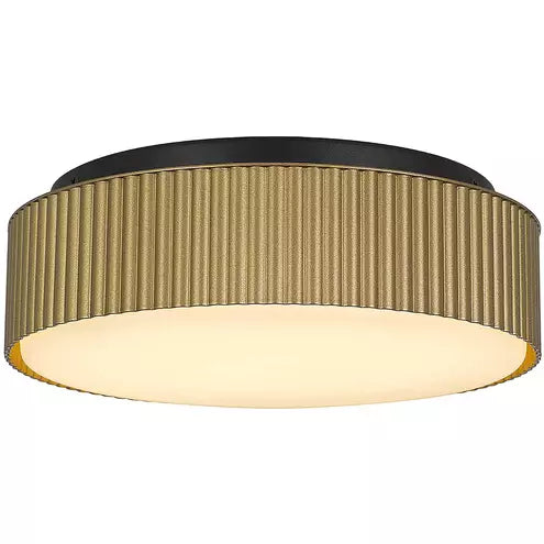 Alteck lighting AFM0064-5CCT-W-BK/PB Channel LED 9 inch Painted Brass Outdoor Flush Mount, 5CCT 2700K/3000K/3500K/4000K/5000K , Lumens 1435lm, Watt 35W