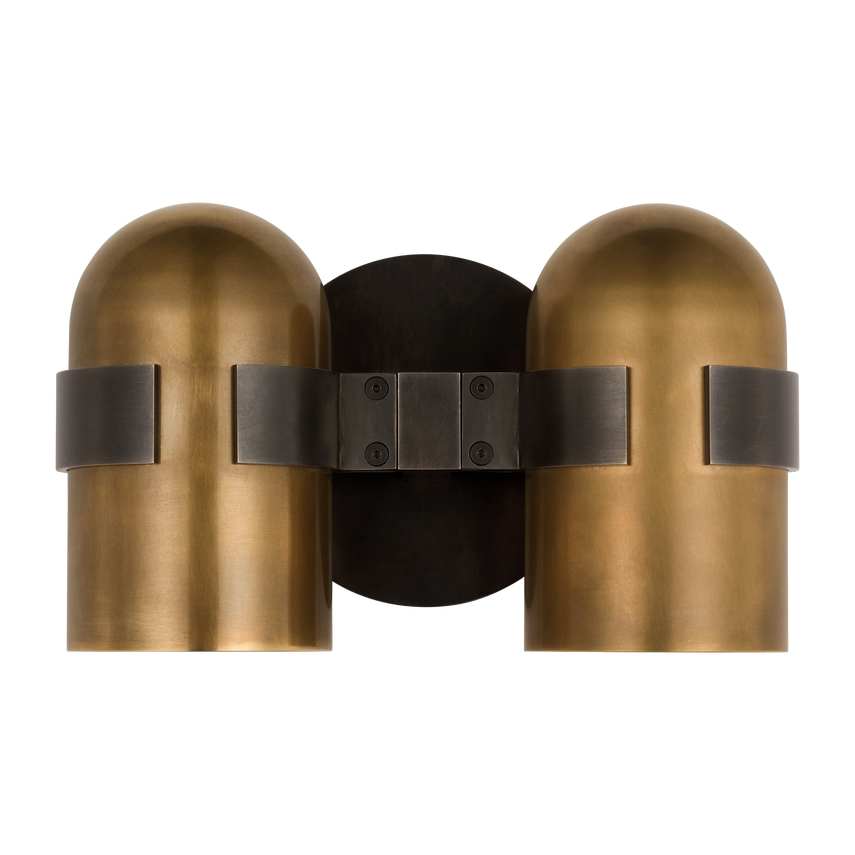 Visual Comfort Architectural AKWS33927BDZ/BWB Octavia Medium Sconce - Blackened Bronze and Bright Worn Brass - 8.7W 2700K - 352 Lumens - CRI 90