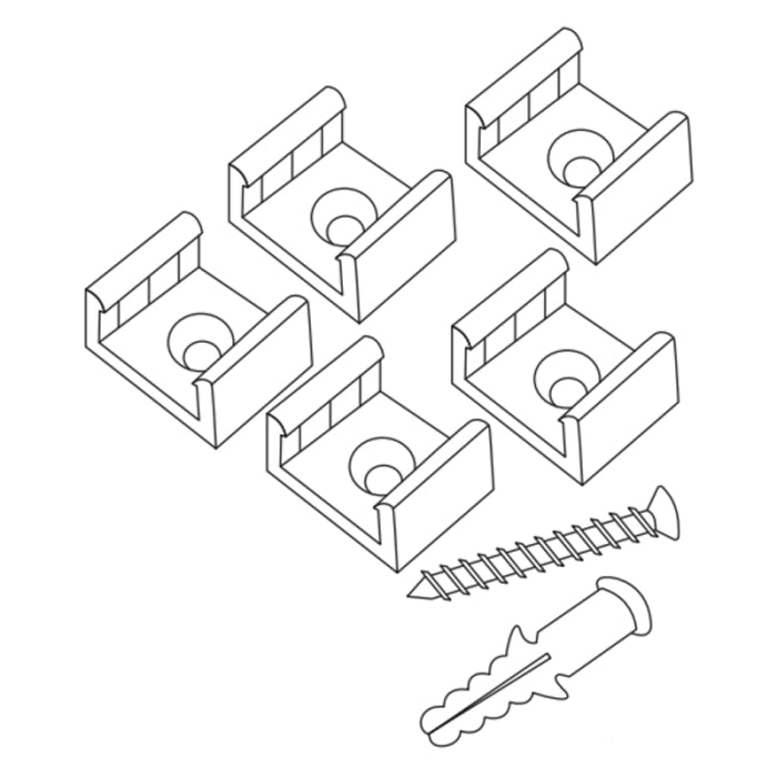 Alloy LED AL-11-99-9902-MC PowerLine Universal Plastic Mounting Clips/Screws - White - Pack of 5