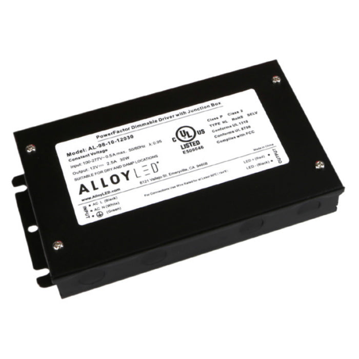 Alloy LED AL-98-10-12030 PowerFactor Dimmable Driver - UL Listed NEMA 4X Junction Box - 12V - 30W