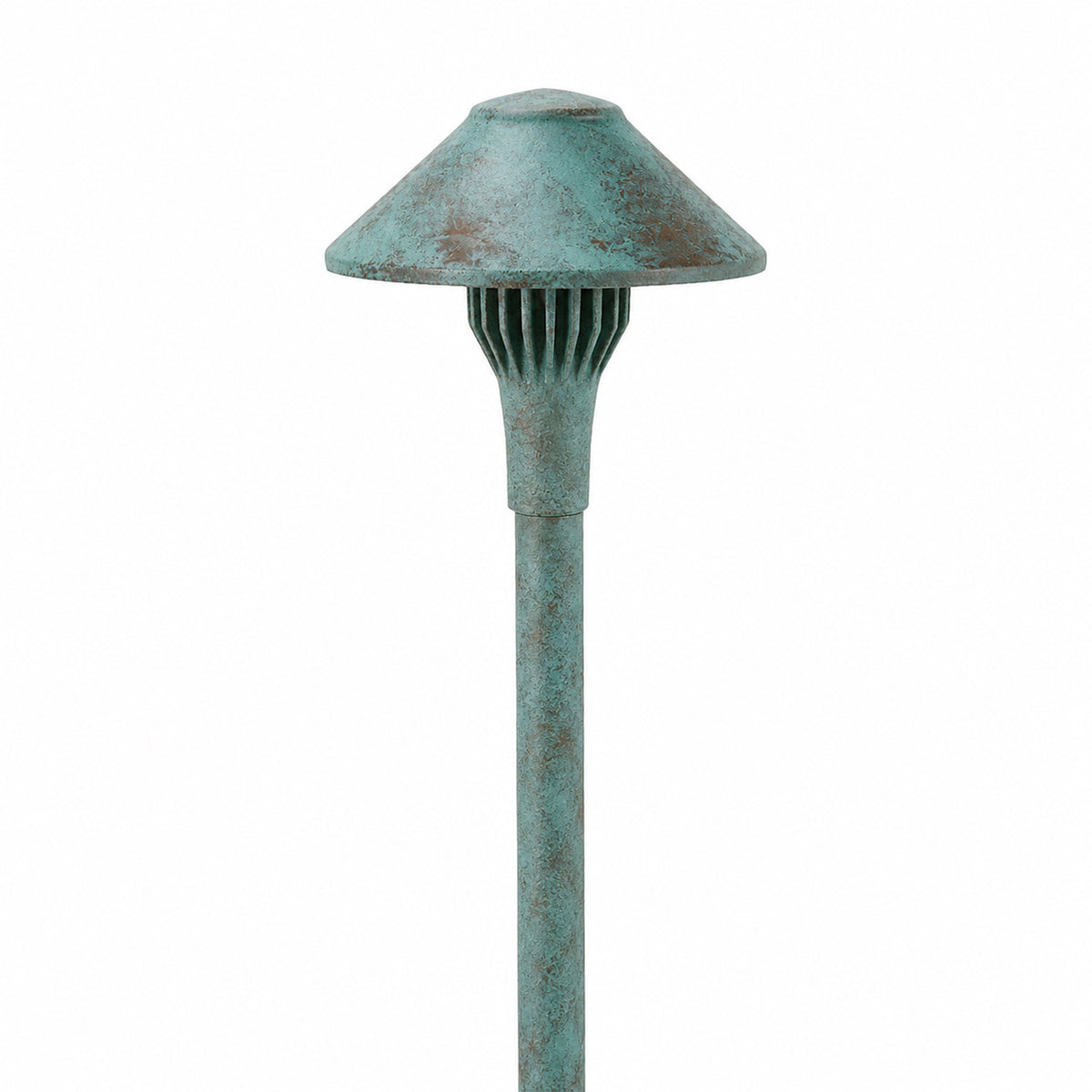 Focus Industries AL01LEDPBAV 4W Cast Brass China Hat Round Panel Led Area Light - Hat Size: 5.5" - Lumens: 480lm - CCT: 3000K - Material: Brass - Finish: Acid Verde