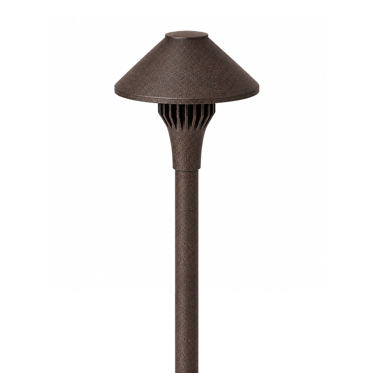 Focus Industries AL01NL12S25FWBR Cast Aluminum China Hat Led Area Light - Hat Size: 5.5" - Material: Aluminum - Stem: 12" - No lamp - Finish: Weathered Brown