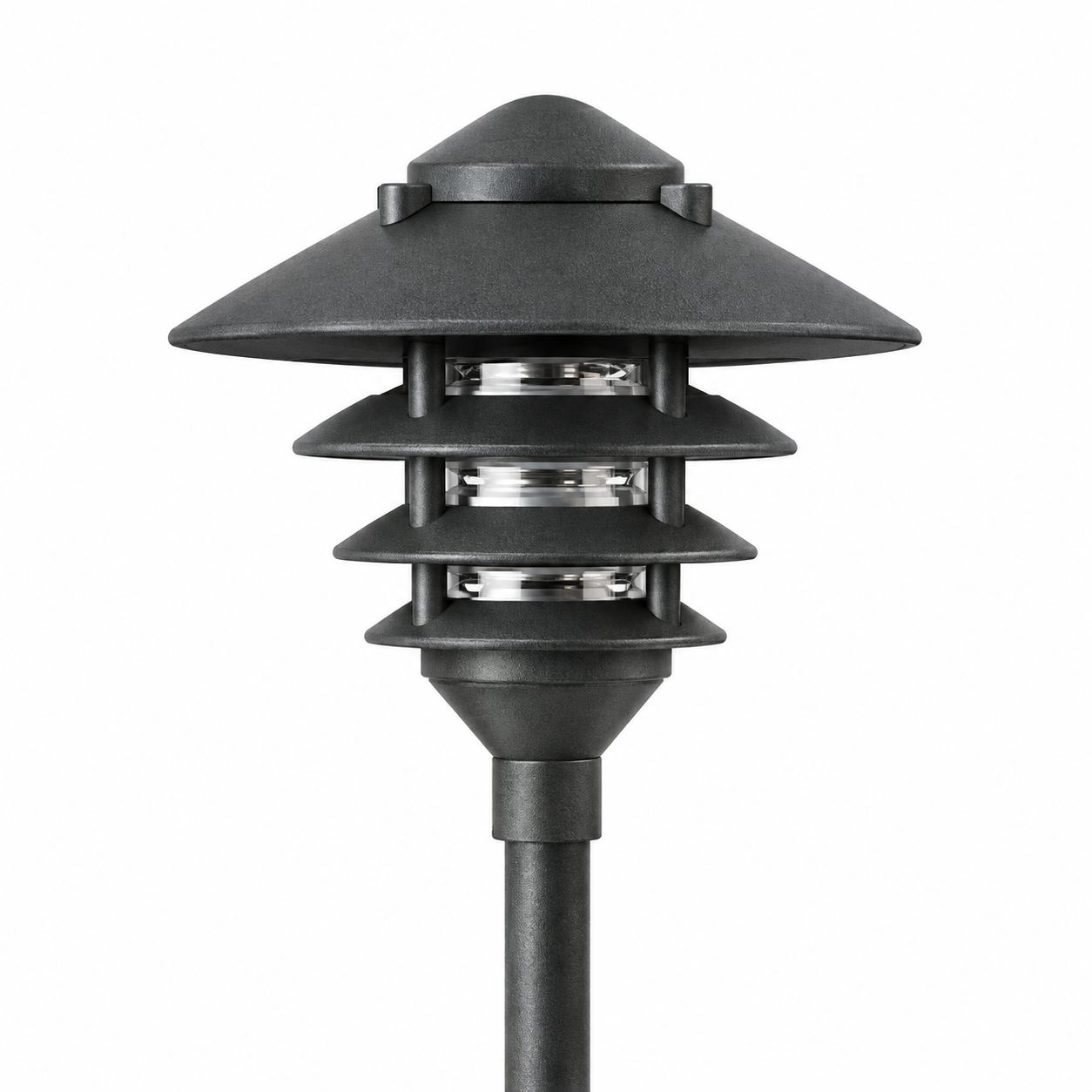 Focus Industries AL034T10NLBLT Pagoda Series Area Light 4 Tier With 10” Top Hat - No Lamp - Finish: Aluminum - Color: Black Texture