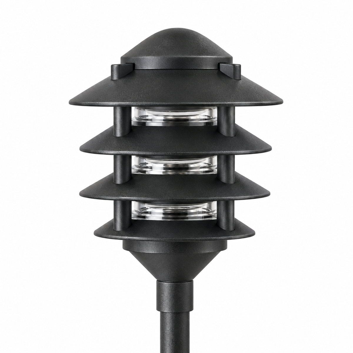 Focus Industries AL034TNLBLT Pagoda Series Area Light 4 Tier With 6” Top Hat - No Lamp - Finish: Aluminum - Color: Black Texture
