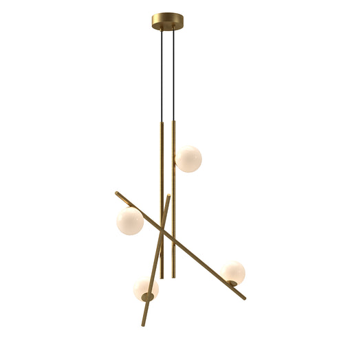 Kuzco Lighting CH89832-BG/GO-UNV Amara 32-in Chandelier Ceiling Light - CCT: 3000K - Finish: Brushed Gold/Glossy opal Glass