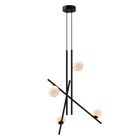 Kuzco Lighting CH89832-BK/GO-UNV Amara LED 18.38 inch Opal Glass Chandelier Ceiling Light Black and Glossy Finish