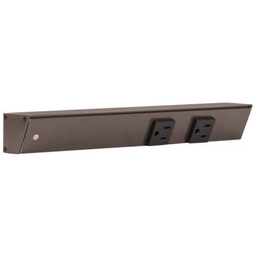 Task Lighting APT12-2B-P-BZ-R 12" Slim Profile Angled Power Strip, Right Wire Entry, 2-Single Black Receptacles, Bronze Finish